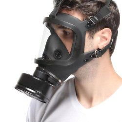 Men Army Masque à gaz BDSM FULL VISU Noir
